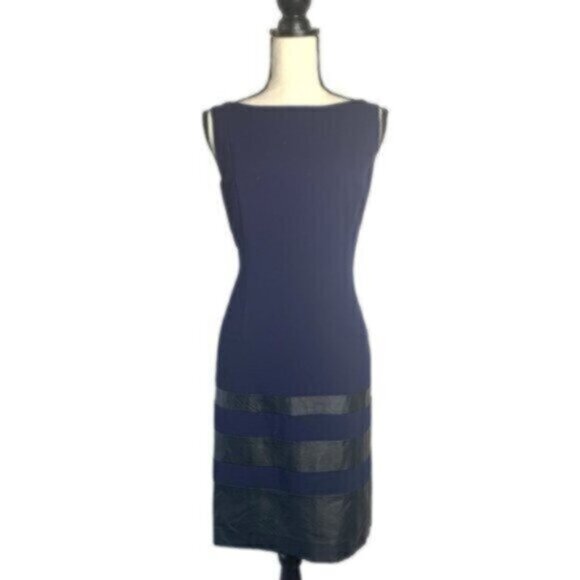 Lauren Ralph Lauren Navy Blue Sleeveless Knee Length Sheath Dress - Picture 1 of 12